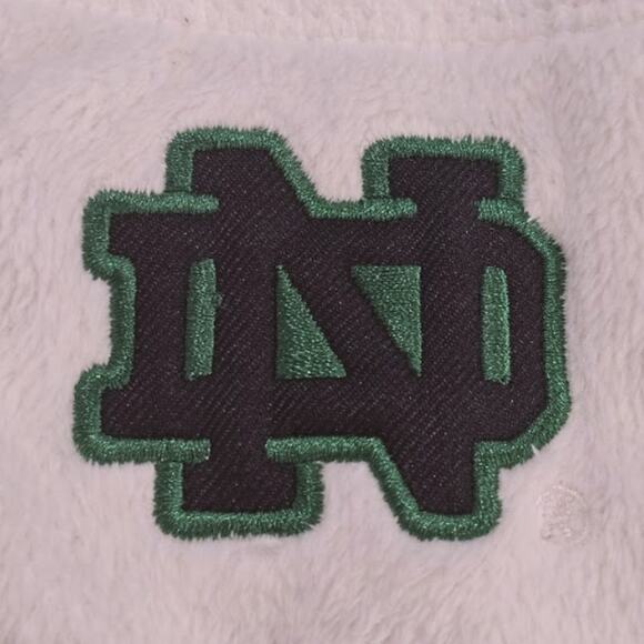 Notre Dame White Soft Faux Fur Sherpa Zip Front Jacket in White Size M - Picture 3 of 5